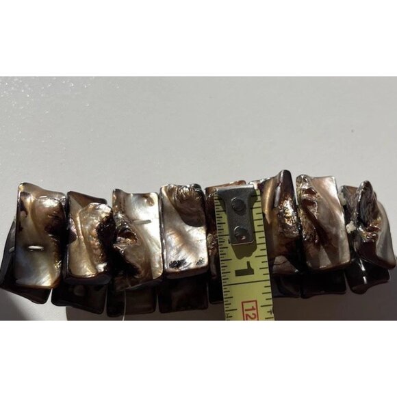 vintage Mother of pearl chunk Stretch Wire Bracelet Natural Boho Western Sz 7.5" - Picture 3 of 10